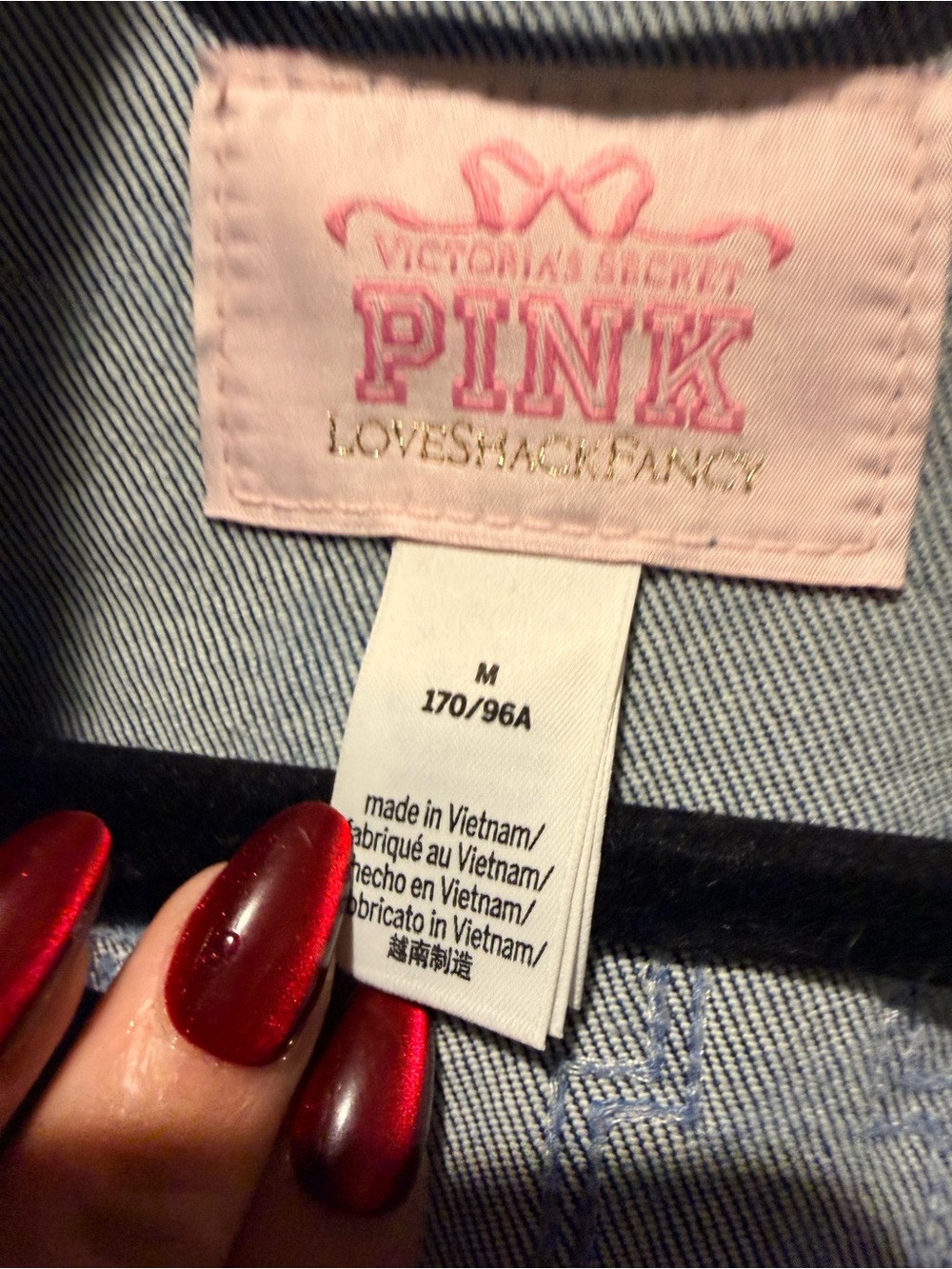PINK Victoria's Secret x LoveShackFancy Blue Embroidered Butterfly Denim Jacket - Picture 5 of 5